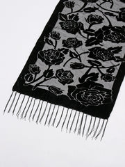 Rose pattern fringed scarf Sai Feel