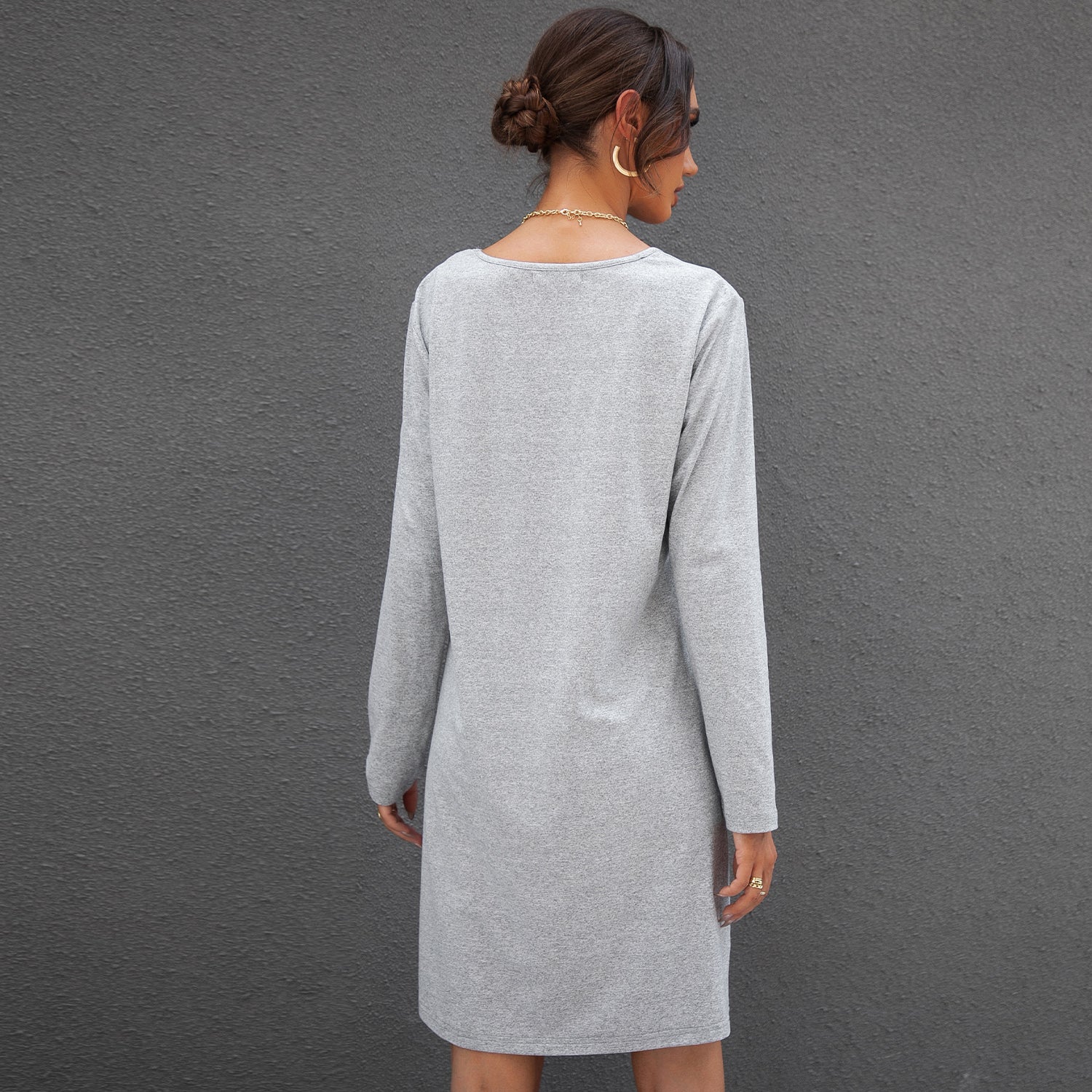 Round Neck Colorblock Tee Dress Sai Feel