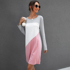 Round Neck Colorblock Tee Dress Sai Feel