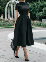 Round Neck Short Sleeve Slim Dress Sai Feel