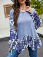 Round neck loose long sleeve top Sai Feel