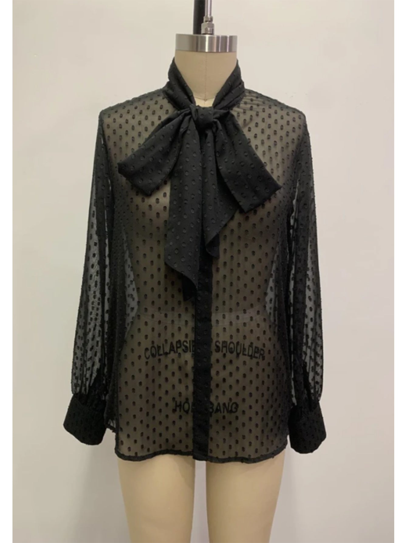 SWISS DOT FRONT BOWKNOT SEE THROUGH TOP (WITHOUT CAMISOLE Sai Feel