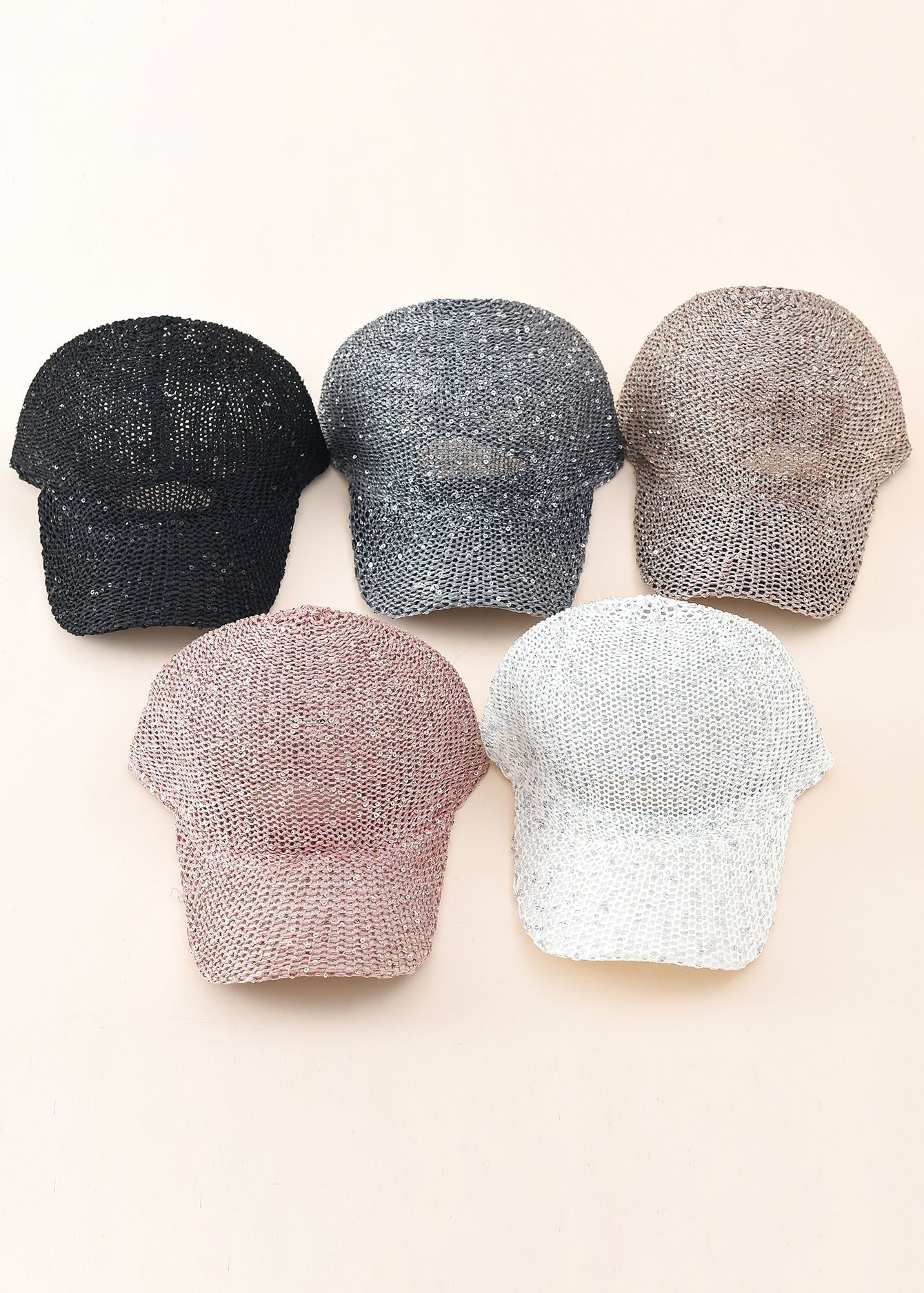 Sequin Hollow Mesh Baseball Cap Sai Feel