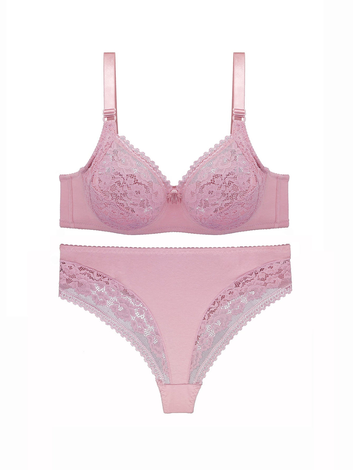 Sexy Bra Set Female Hollow-Out Cotton Embroidery Breathable Lace G-string Cotton Panty Set 38D-48D Sai Feel