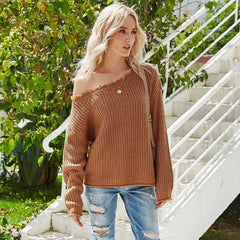 Sexy Strapless Sweater Loose Pullover Sai Feel