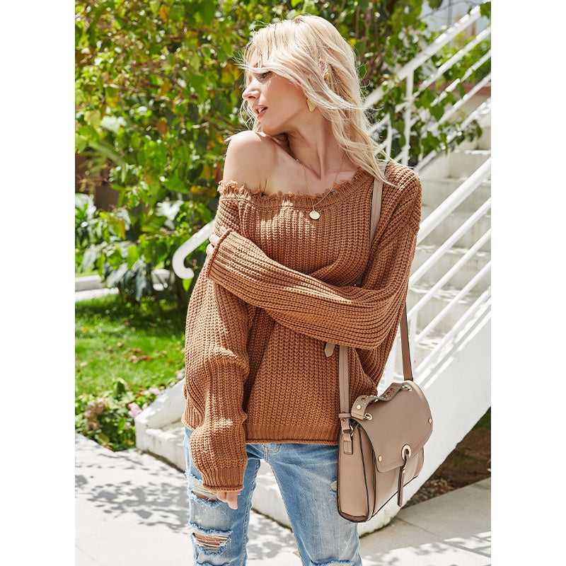 Sexy Strapless Sweater Loose Pullover Sai Feel