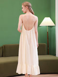 Sexy halter home cotton and linen nightdress pajamas Sai Feel