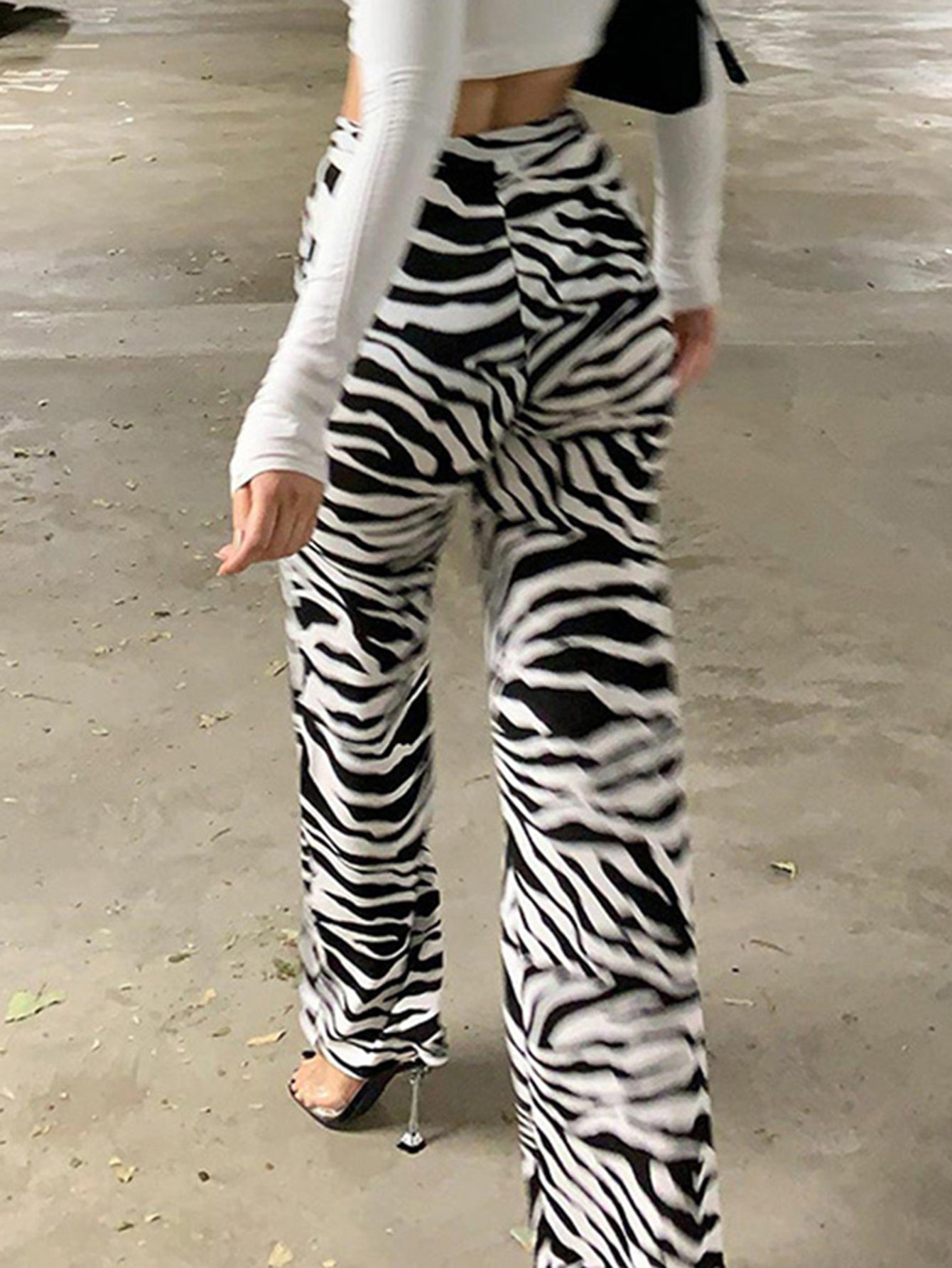 Sexy slim fit zebra print slacks track pants Sai Feel