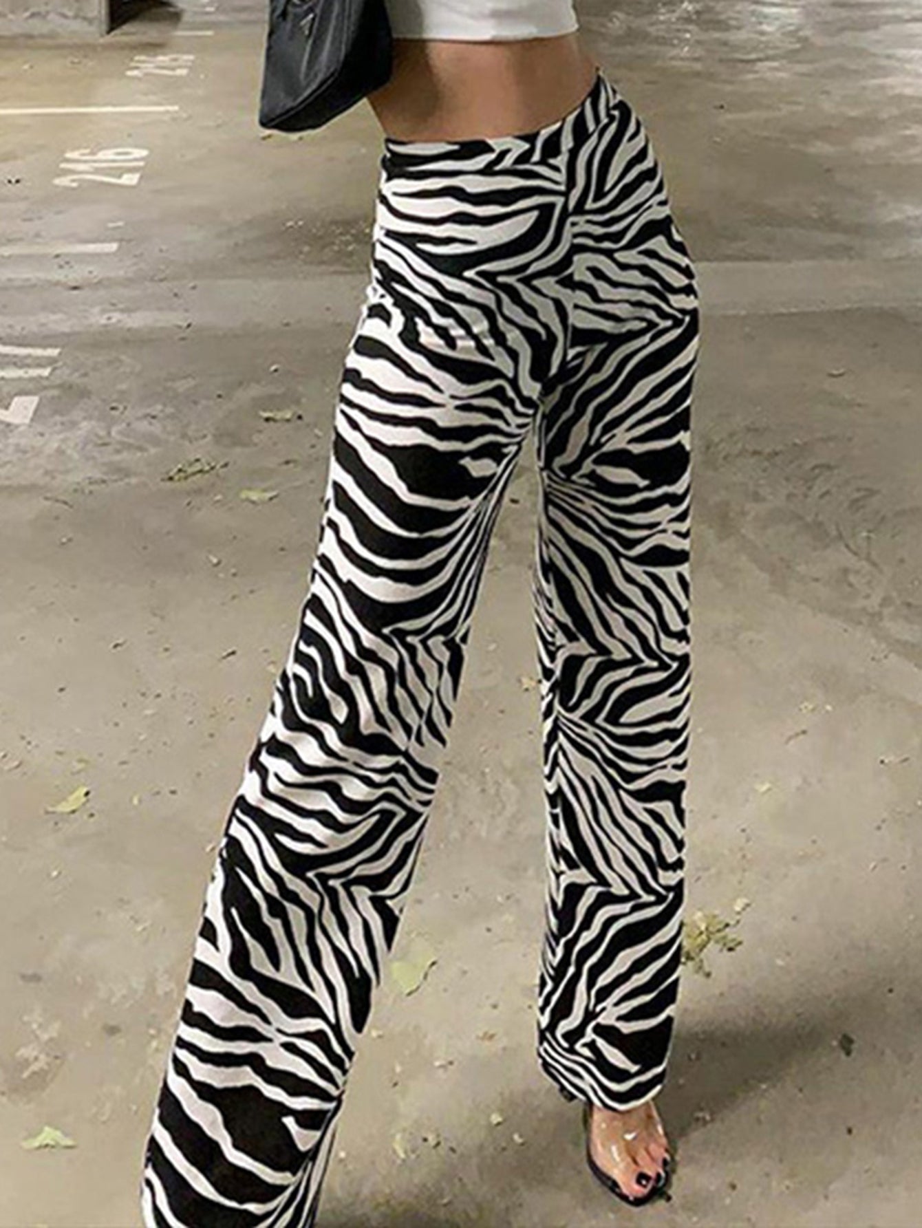 Sexy slim fit zebra print slacks track pants Sai Feel