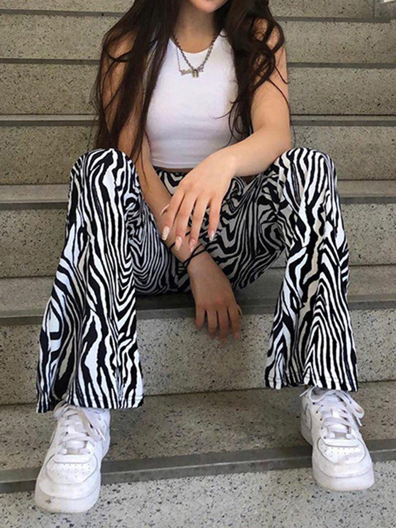 Sexy slim fit zebra print slacks track pants Sai Feel