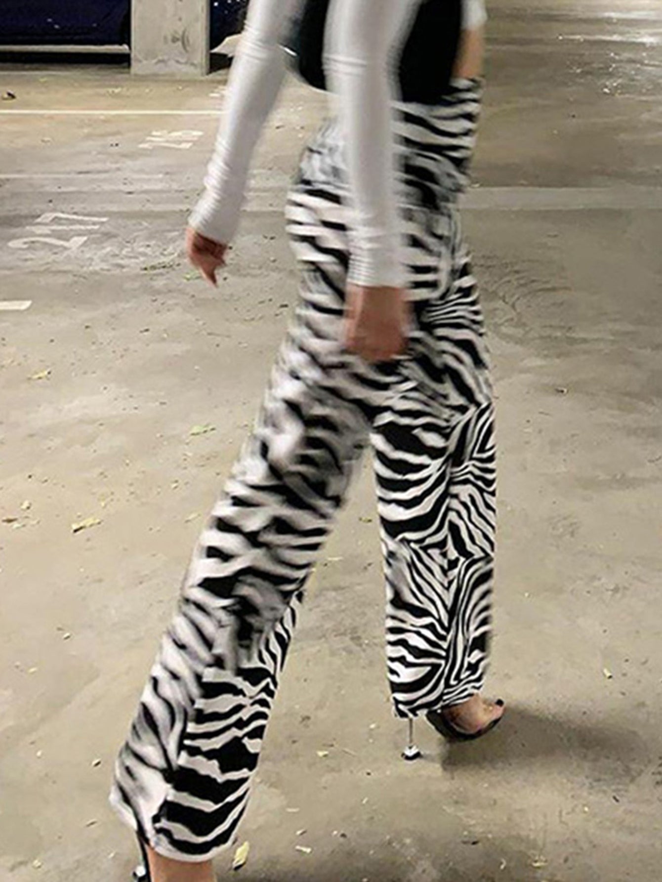 Sexy slim fit zebra print slacks track pants Sai Feel