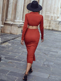 Sexy v-neck high-waist mid-length single-breasted dress Sai Feel