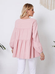 Shirred Waist Lantern Sleeve Blouse Sai Feel