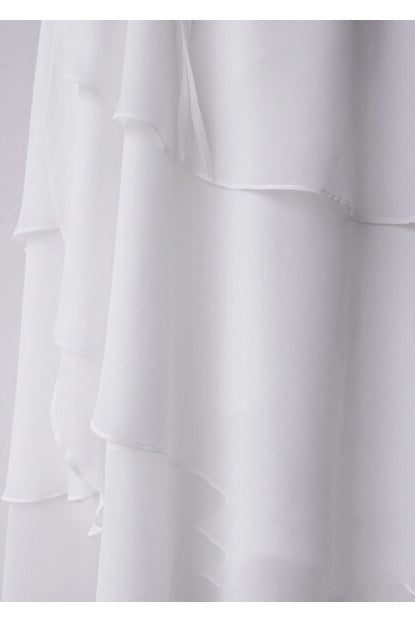 Short Sleeve Floor-Length V-Neck Patchwork Plain White Dress Sai Feel