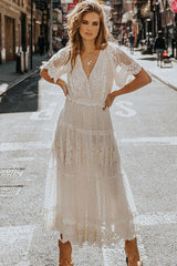 Short Sleeve Lace Maxi Dress Sai Feel