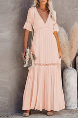 Short Sleeve Lace Maxi Dress Sai Feel