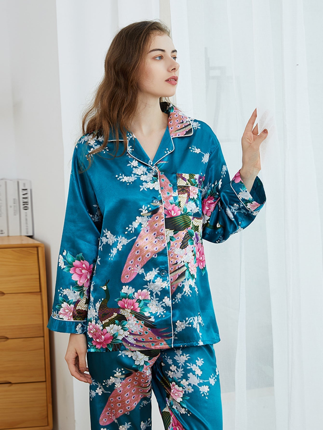 Silky peacock suit sweet home pajamas set Sai Feel