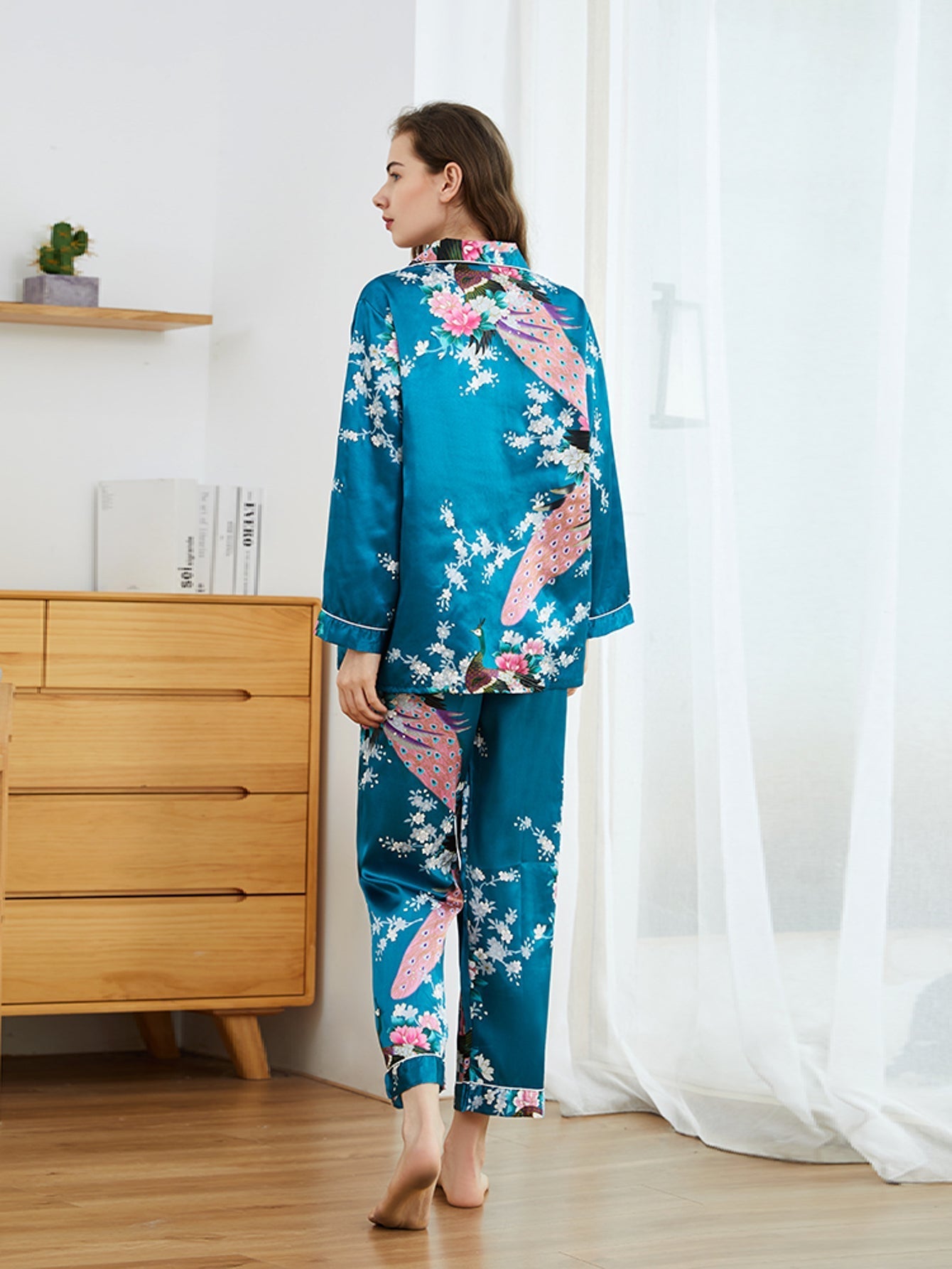 Silky peacock suit sweet home pajamas set Sai Feel