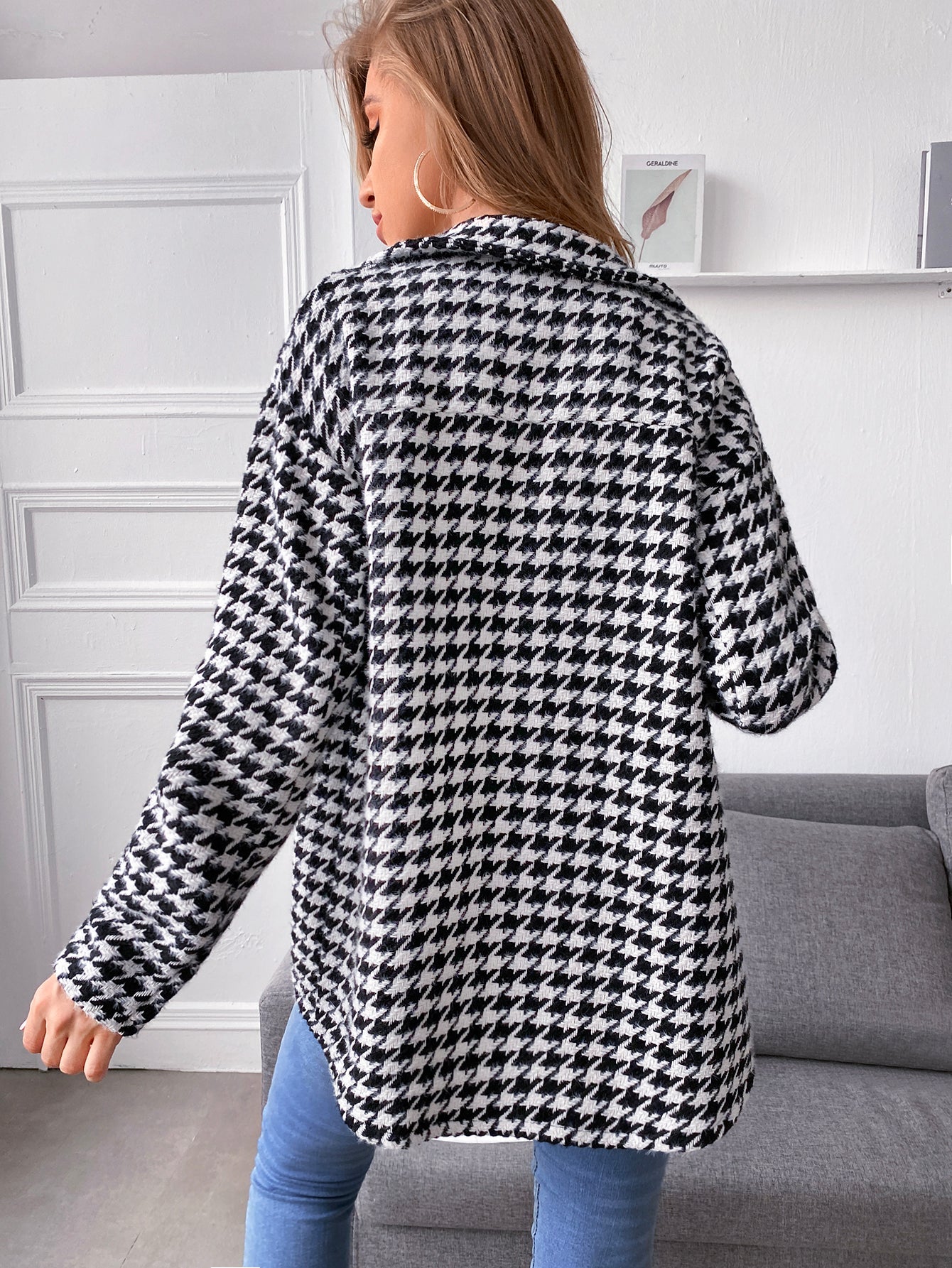 Single Breasted Houndstooth Coat Sai Feel