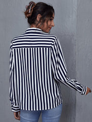 Single Breasted Striped Blouse Sai Feel