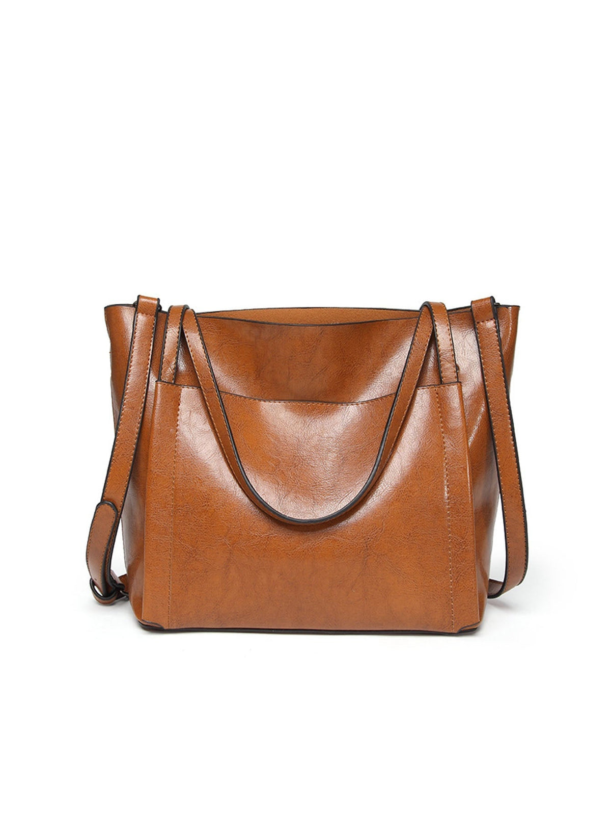 Single shoulder messenger bag simple oil wax leather portable ladies tote bag Sai Feel