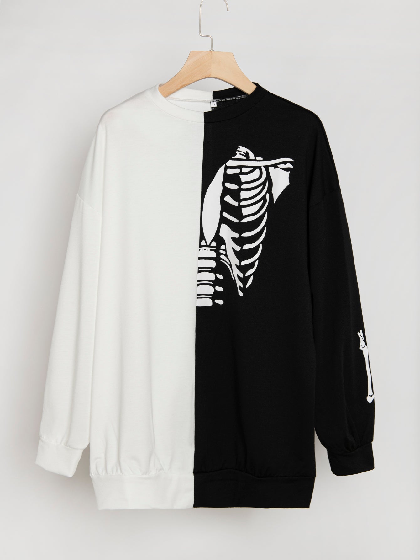 Skeleton Print Two Tone Sweatshirt Sai Feel