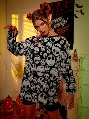 Skull Print Tee Sweatshirt Sai Feel