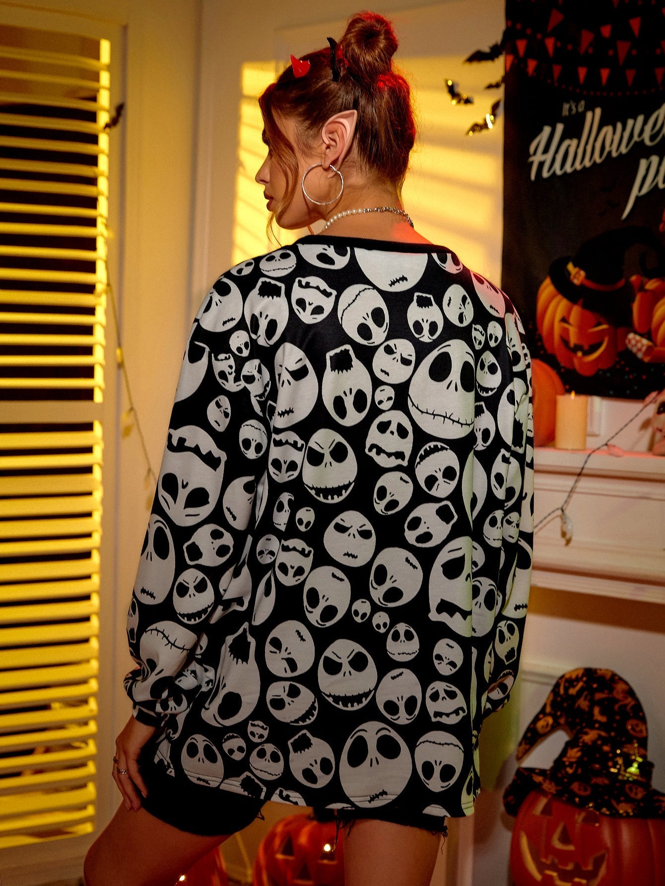 Skull Print Tee Sweatshirt Sai Feel