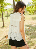 Sleeveless Cutout Lace Cotton Top Blouse Sai Feel