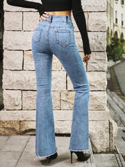 Slight Stretch High Waist Flare Leg Jeans Sai Feel