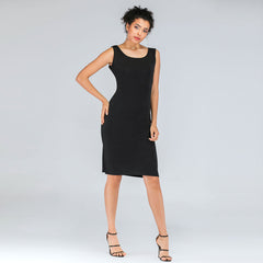 Slim Black Sleeveless Dress Vest Skirt Solid Bodycon Sai Feel