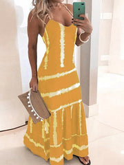 Sling Stripe Print Sleeveless Fitted Dress Sai Feel