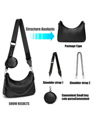 Small Crossbody Hobo Handbags for Women, Multipurpose Soft Shoulder Bag Lightweight Retro Tote Bag with Coin Purse 2pcs/set Sai Feel