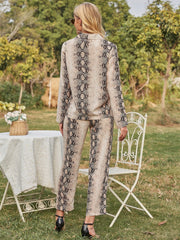 Snake Pattern Gradient Casual Two-piece Suit Sai Feel