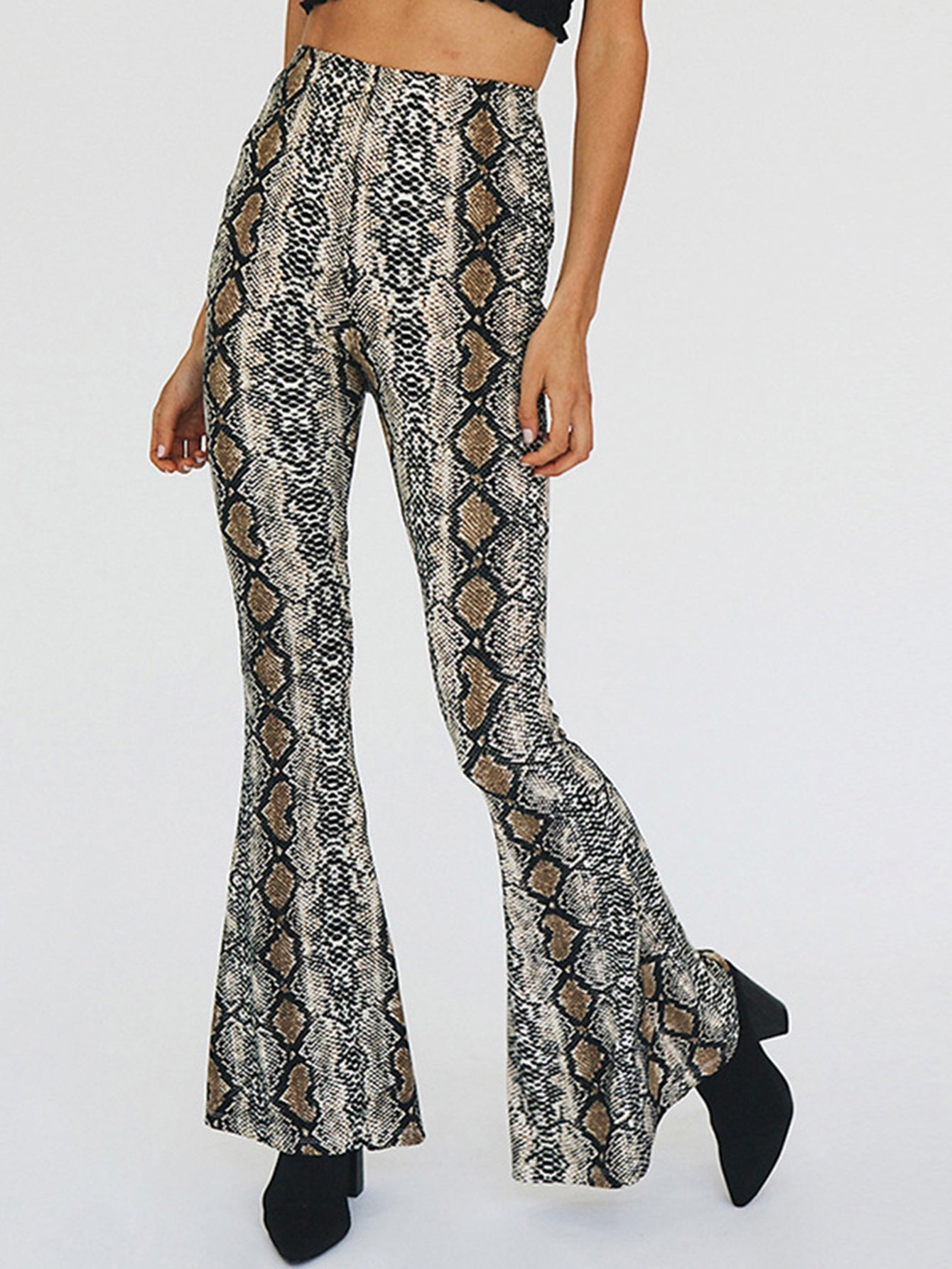 Snake Print Flare SKinny Pants Sai Feel