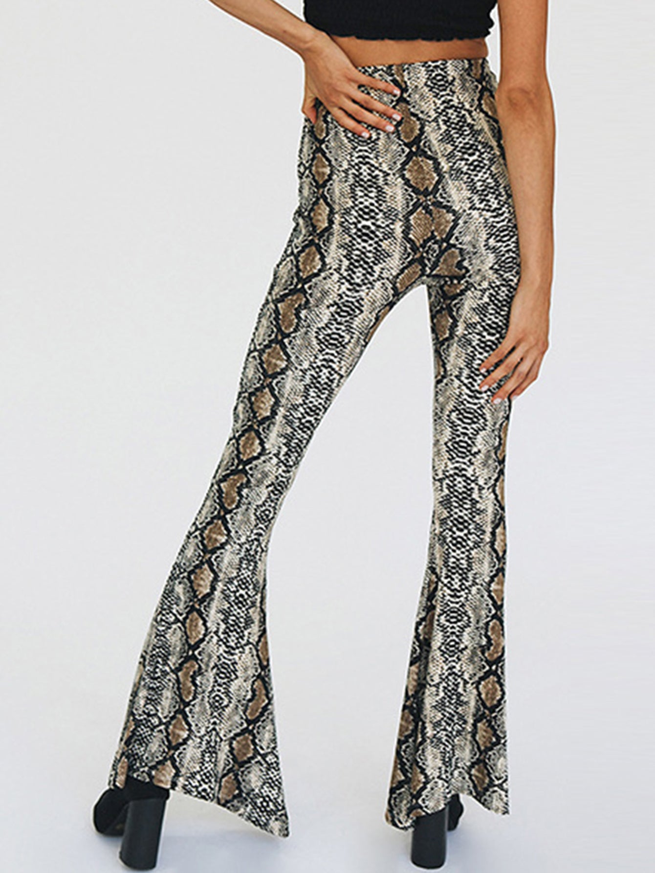 Snake Print Flare SKinny Pants Sai Feel