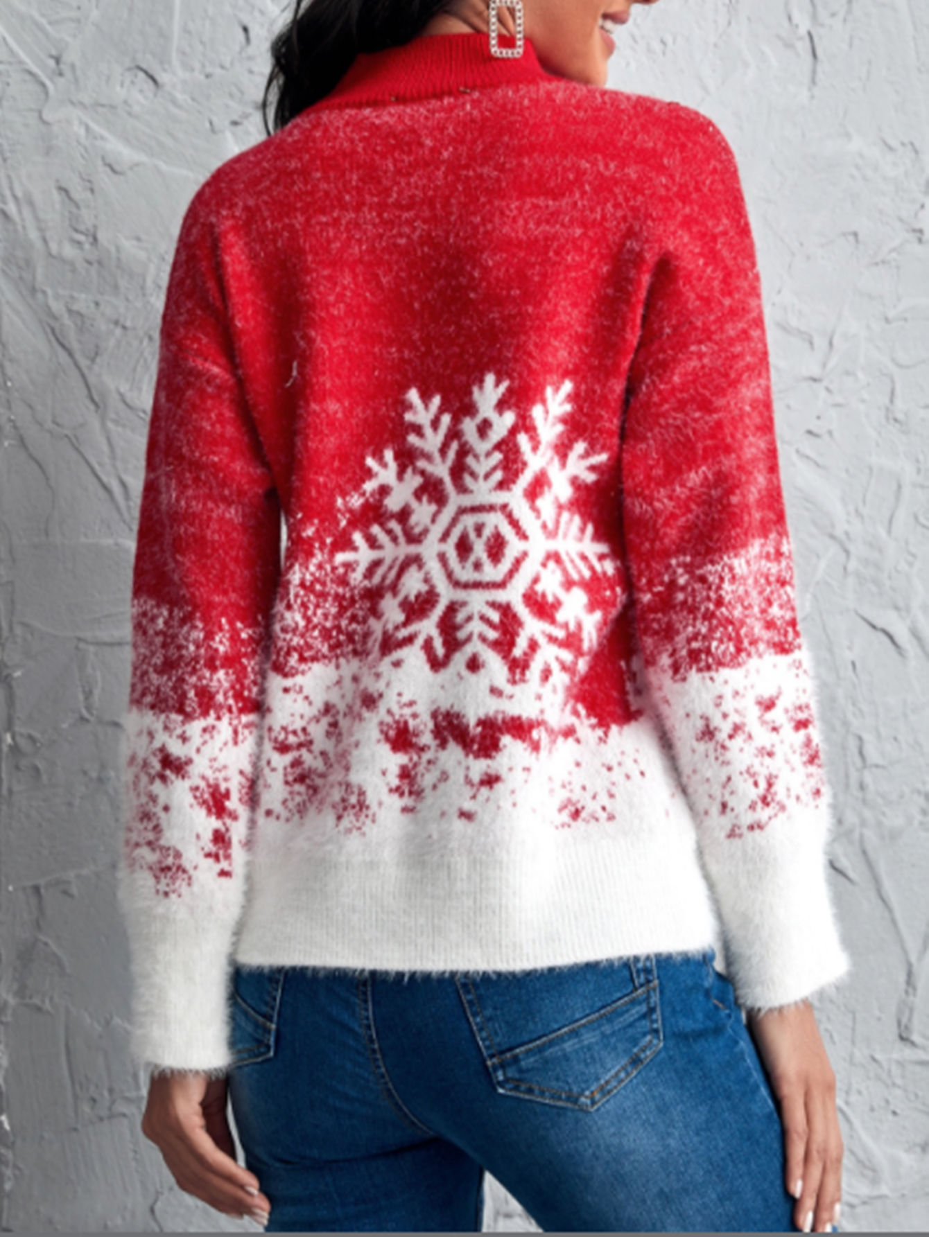 Snowflakes Pattern Drop Shoulder Sweater Sai Feel