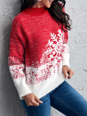 Snowflakes Pattern Drop Shoulder Sweater Sai Feel