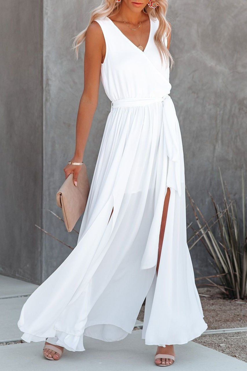 Soft Boho Chic Elegant Sleeveless White Maxi Dress Sai Feel