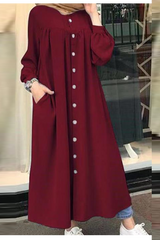 Solid Buckle Mandarin Collar Shirt Dresses(5 colors) Sai Feel