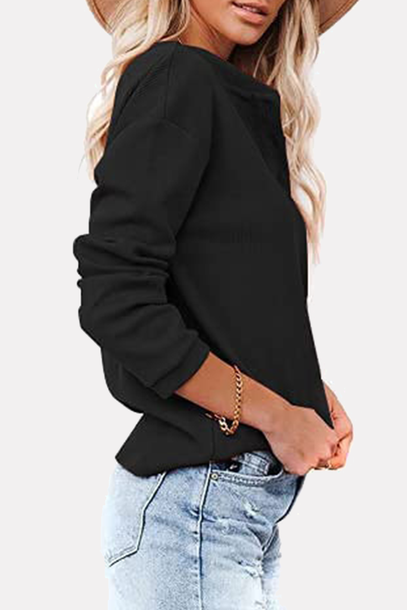 Solid Buckle O Neck Tops Sai Feel