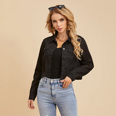 Solid Button Through Flap Pocket Denim Jacket Sai Feel