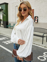 Solid Button Up Blouse Sai Feel