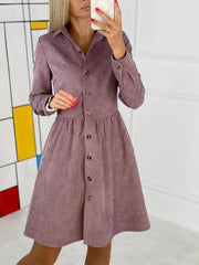 Solid Button Up Shirt Dress Sai Feel