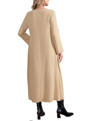 Solid Color Brown Button Up Midi Waist Dress Sai Feel