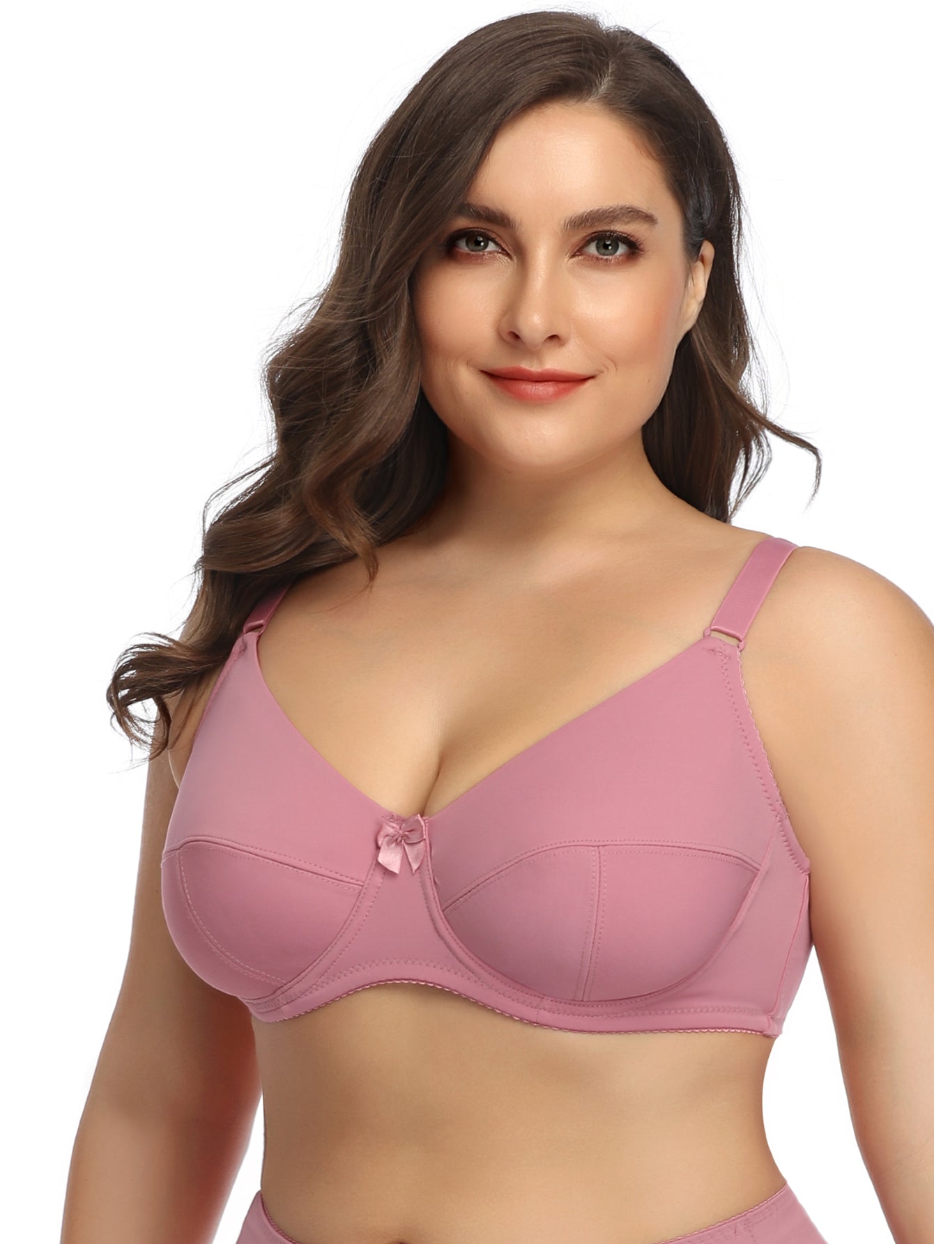 Solid Color Plus Size E Cup F cup Women Bra Intimate Underwear Comfortable Full Coverage Lingerie Top,Ultra Thin Polyester Underwired Bralette Sai Feel
