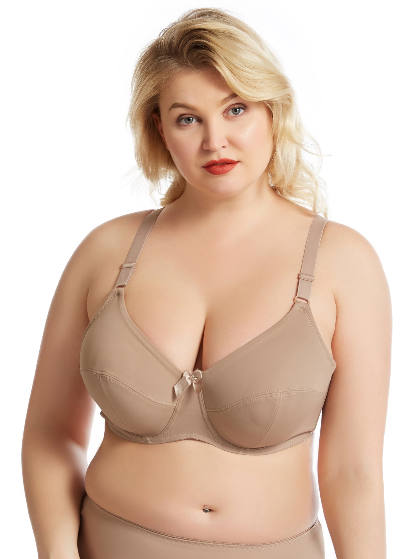 Solid Color Plus Size E Cup F cup Women Bra Intimate Underwear Comfortable Full Coverage Lingerie Top,Ultra Thin Polyester Underwired Bralette Sai Feel