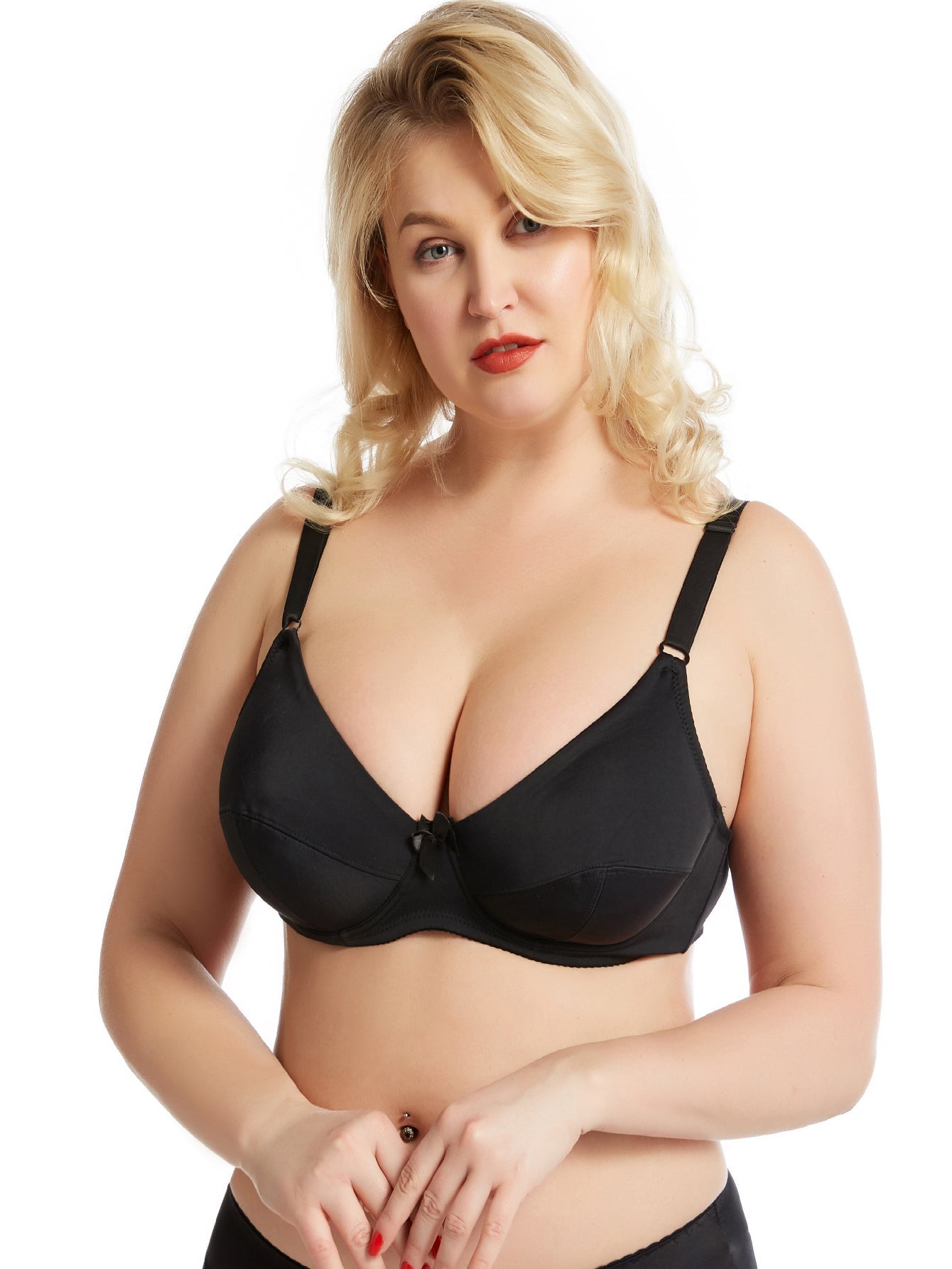 Solid Color Plus Size E Cup F cup Women Bra Intimate Underwear Comfortable Full Coverage Lingerie Top,Ultra Thin Polyester Underwired Bralette Sai Feel