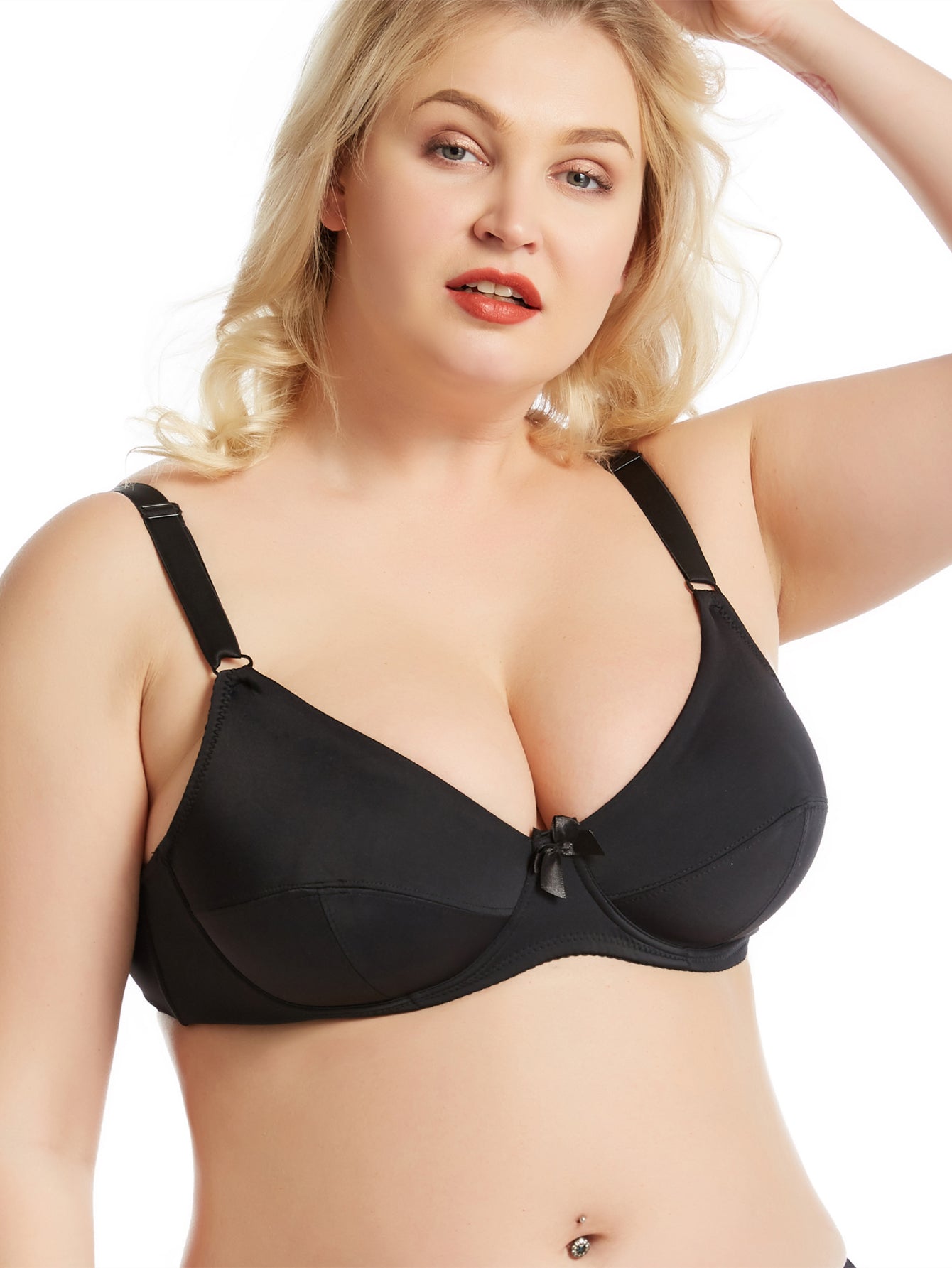Solid Color Plus Size E Cup F cup Women Bra Intimate Underwear Comfortable Full Coverage Lingerie Top,Ultra Thin Polyester Underwired Bralette Sai Feel