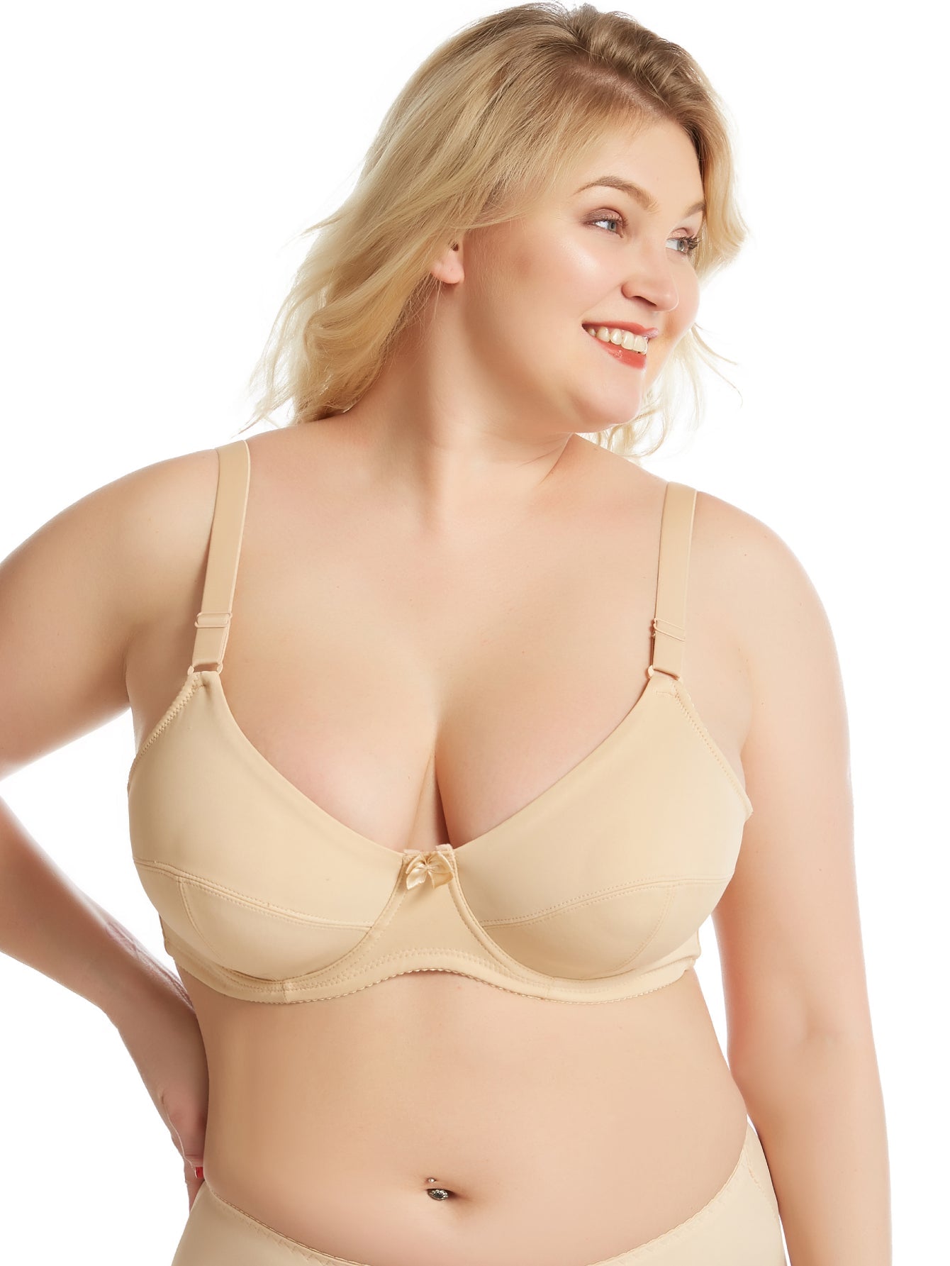 Solid Color Plus Size E Cup F cup Women Bra Intimate Underwear Comfortable Full Coverage Lingerie Top,Ultra Thin Polyester Underwired Bralette Sai Feel